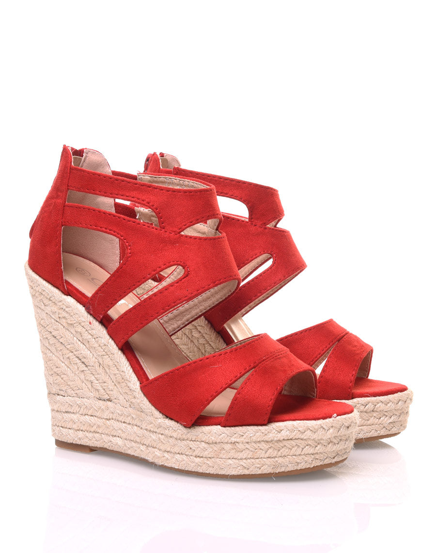 Compensées en suédine rouge