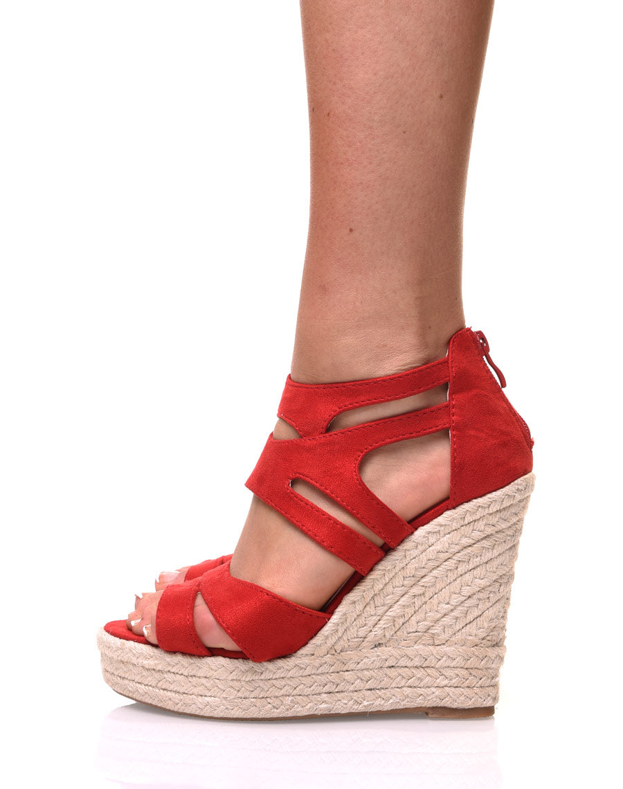 Compensées en suédine rouge