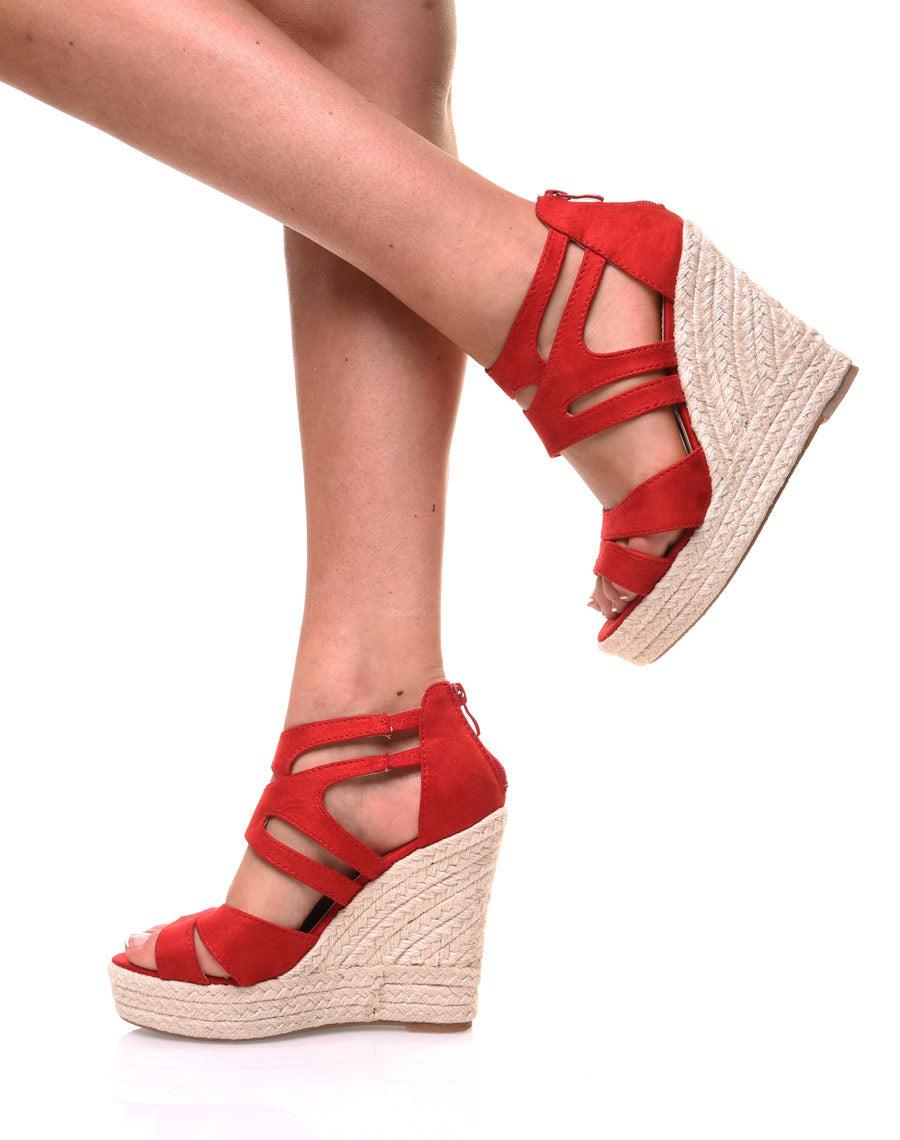 Compensées en suédine rouge