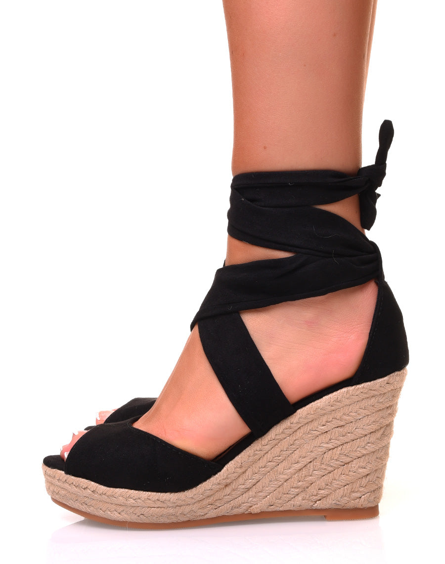 Compensées noires en suédine 