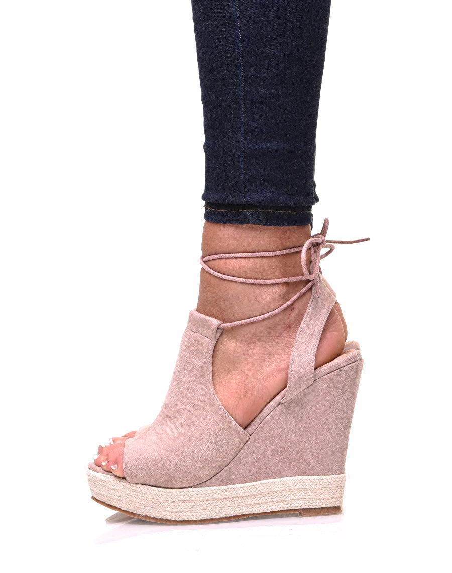 Compensées rose pâle bi matières  