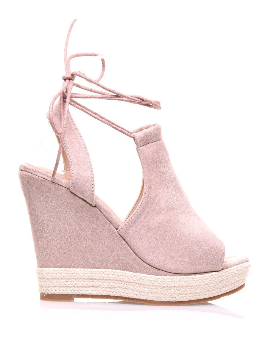 Compensées rose pâle bi matières  