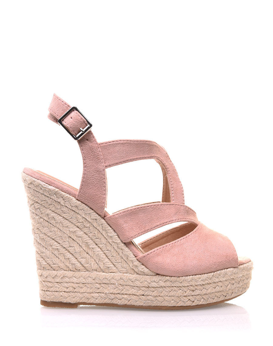 Compensées roses en suédine