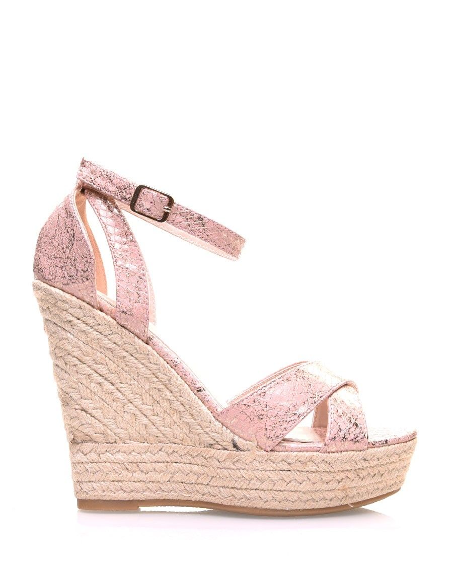Compensées roses métallisées à brides