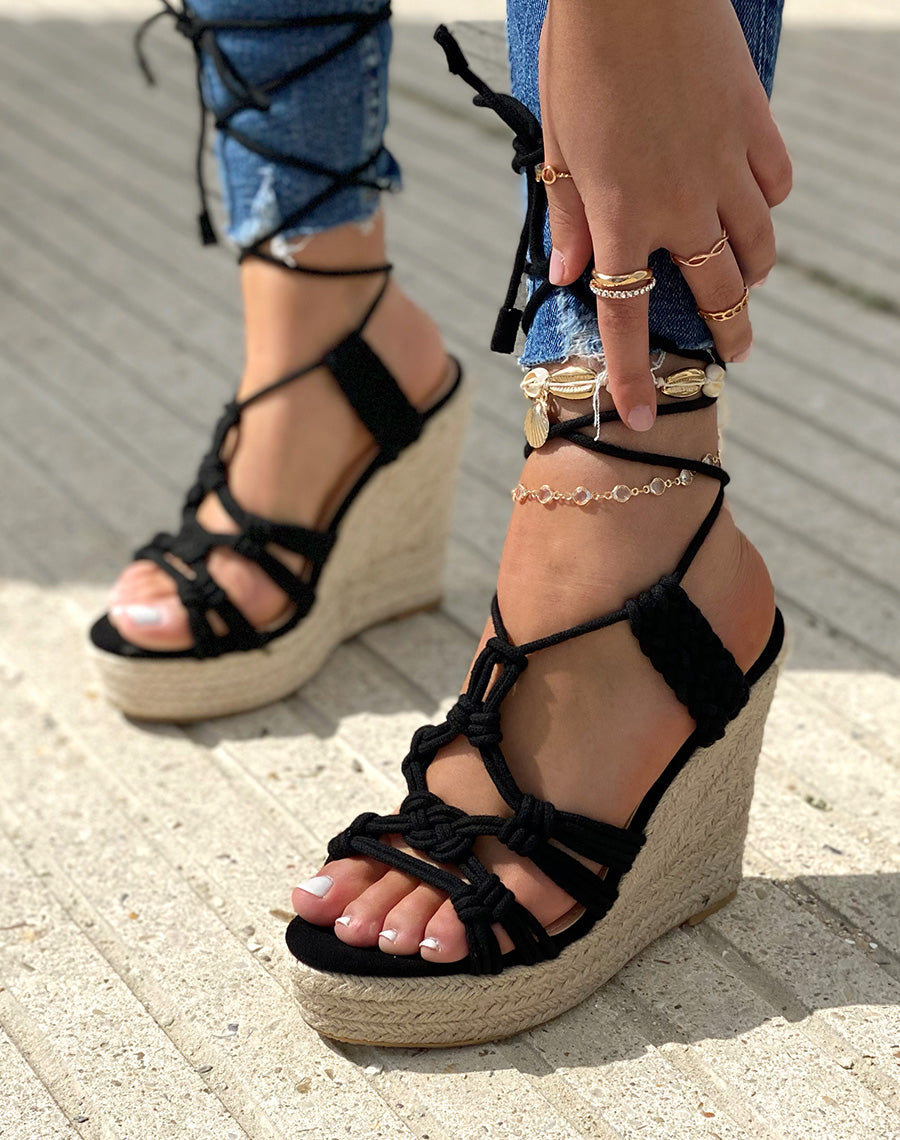 Compensées tressées noires