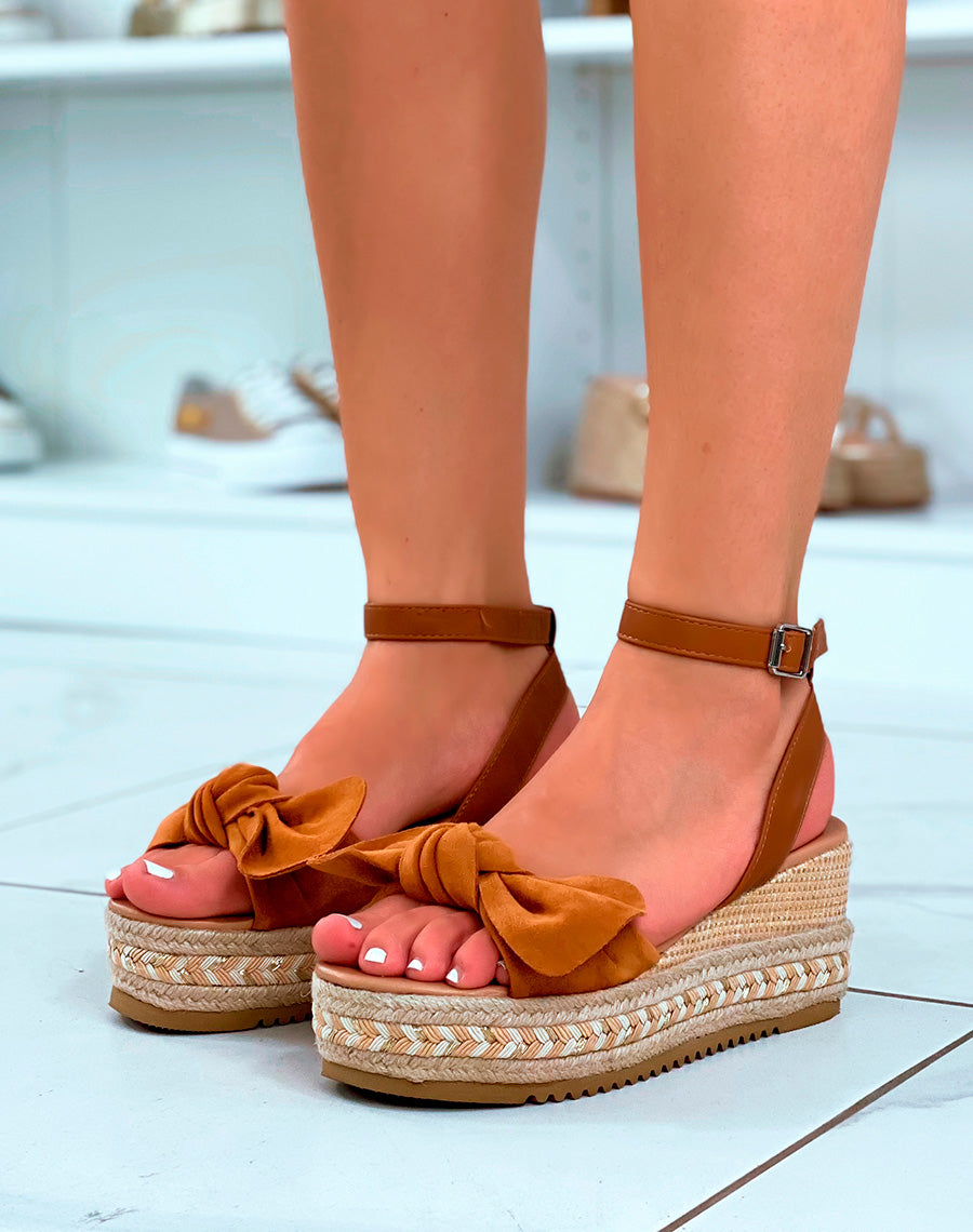 Compensés camel à noeud et talon tressé