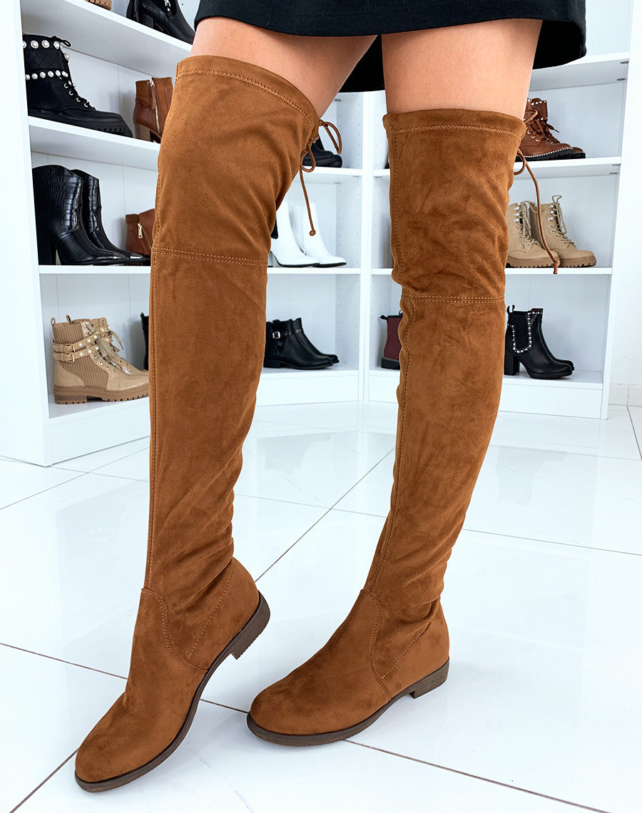 Bottes Cuissardes Talons Daim Beige Cuissardes Daim Taupe