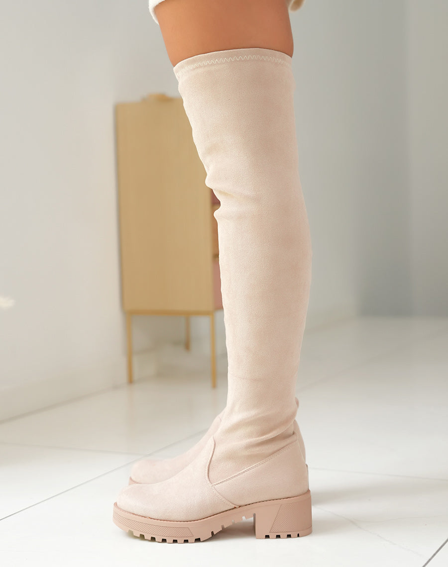 Cuissardes en suédine beige