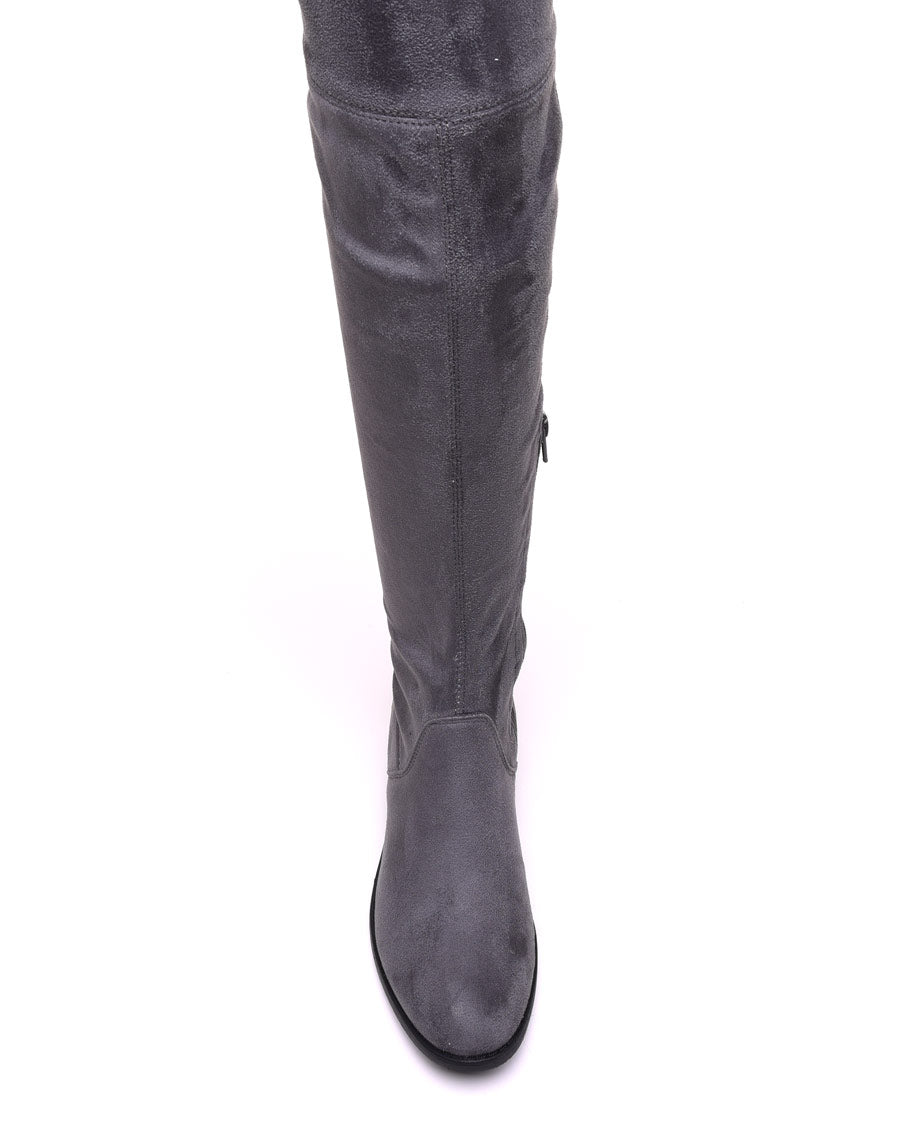 Cuissardes plates en suédine grises