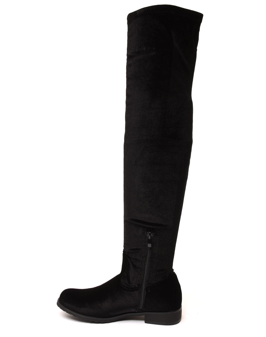 Cuissardes plates noires en velours