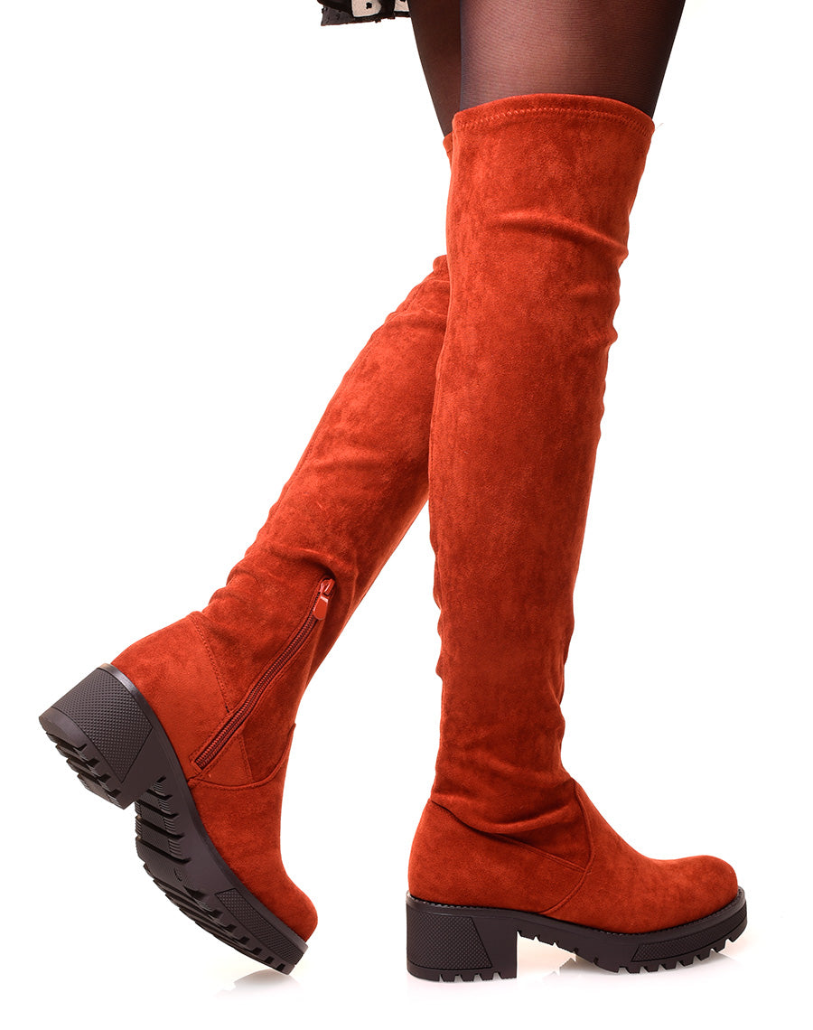 Cuissardes rouille effet suédine