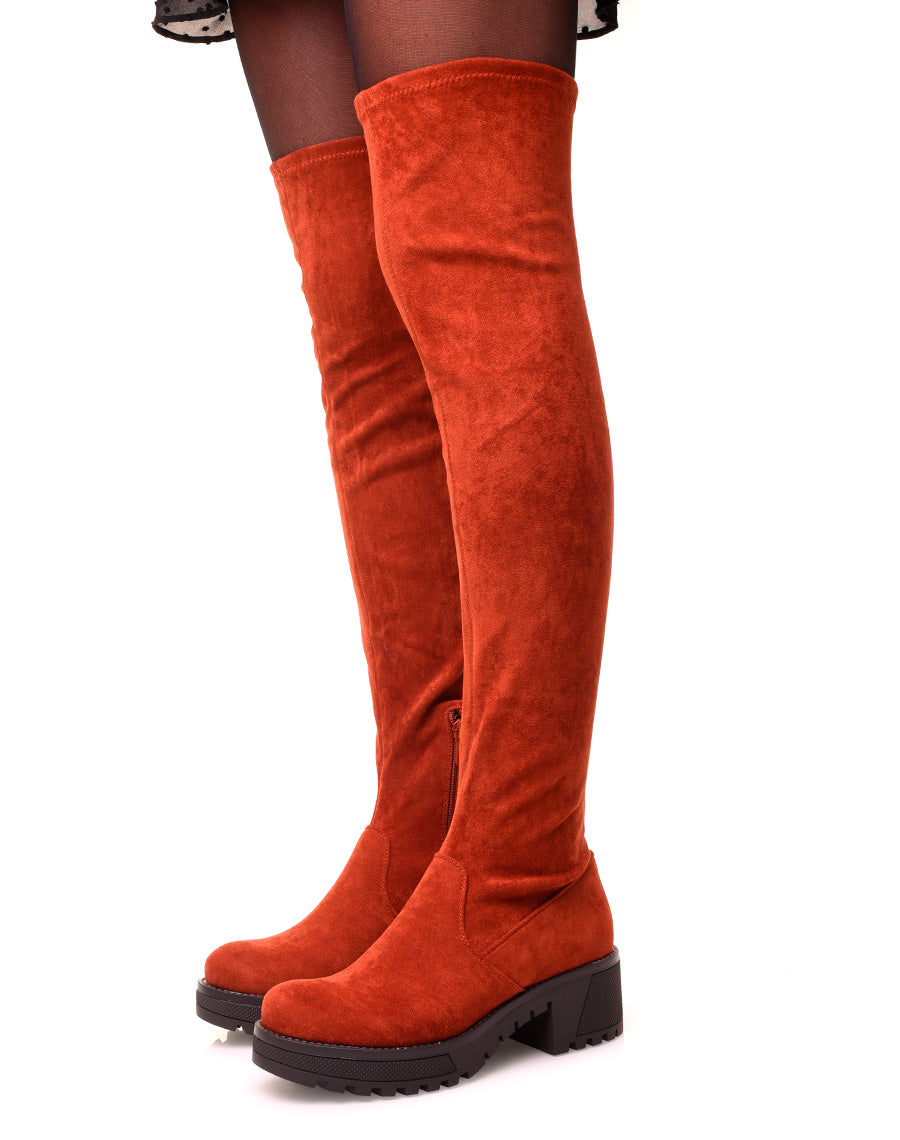 Cuissardes rouille effet suédine