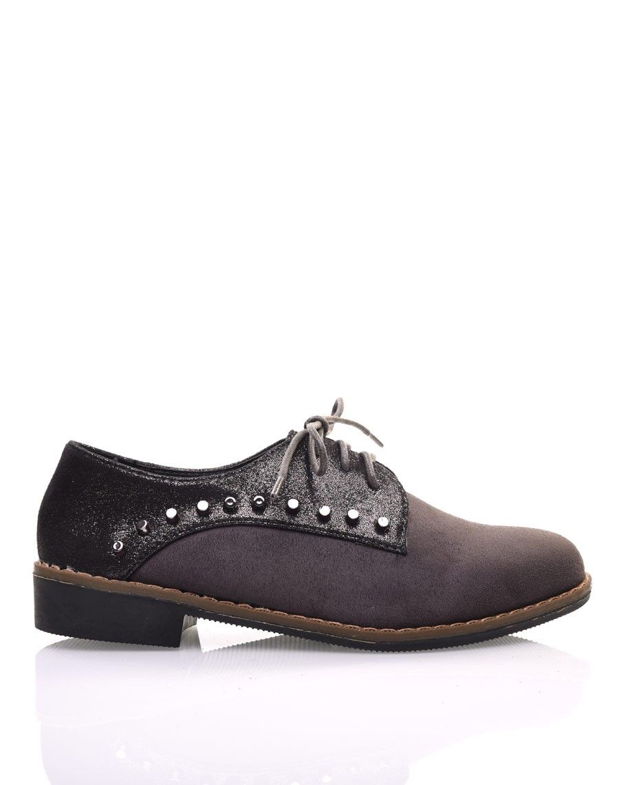 Derbies grises cloutées bi matières
