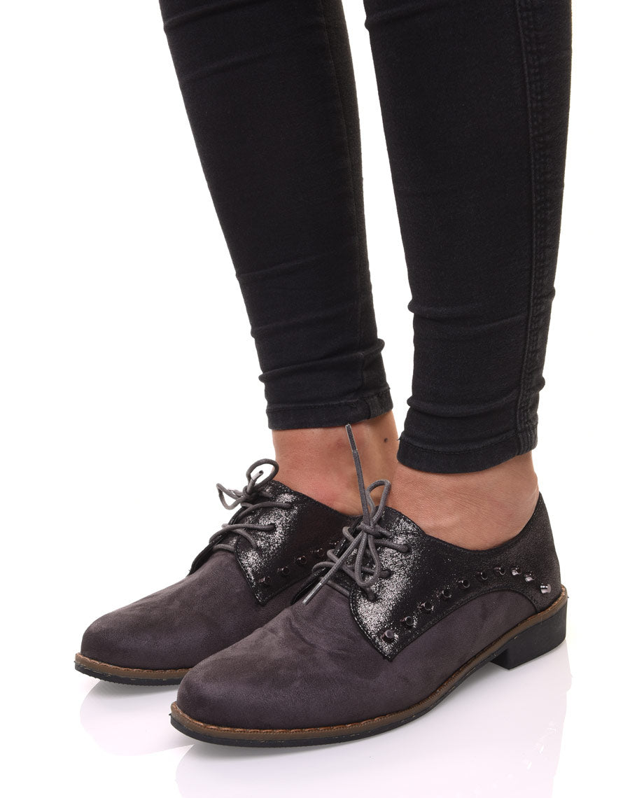 Derbies grises cloutées bi matières