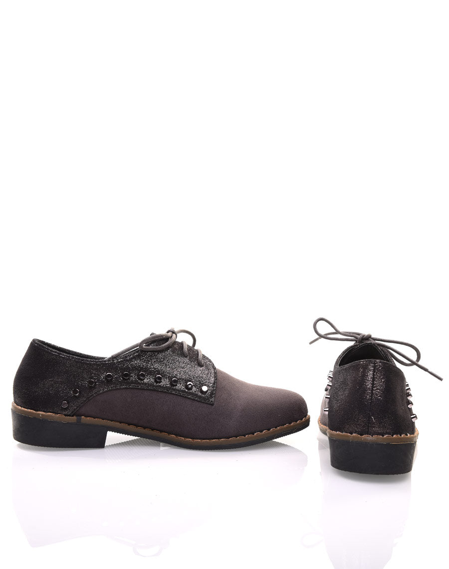 Derbies grises cloutées bi matières