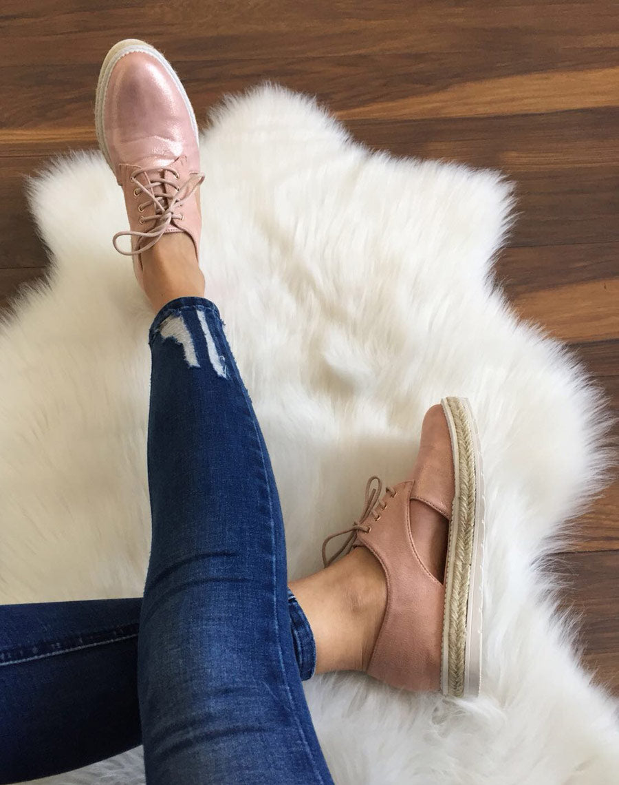 Derbies roses avec semelle épaisse