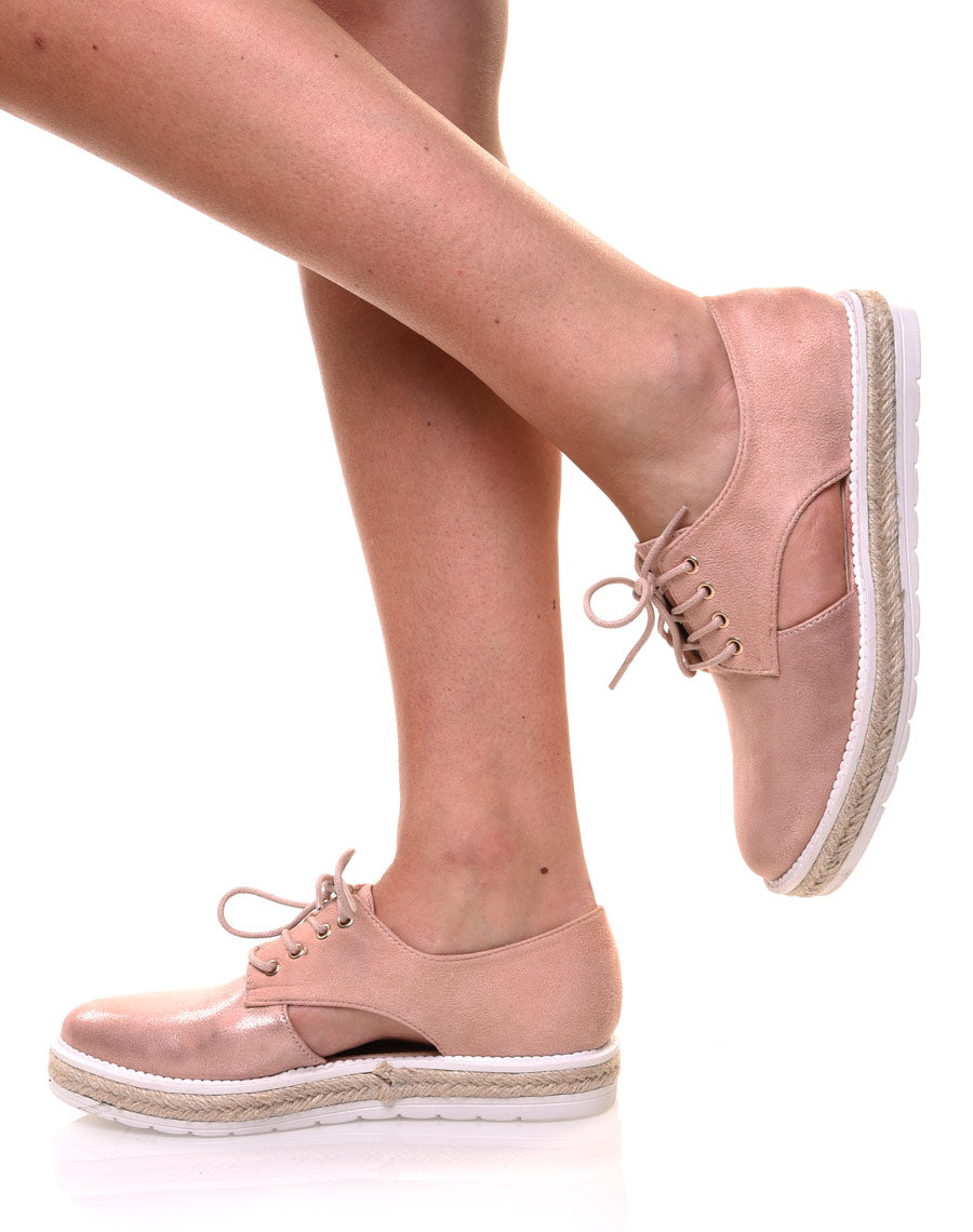 Derbies roses avec semelle épaisse