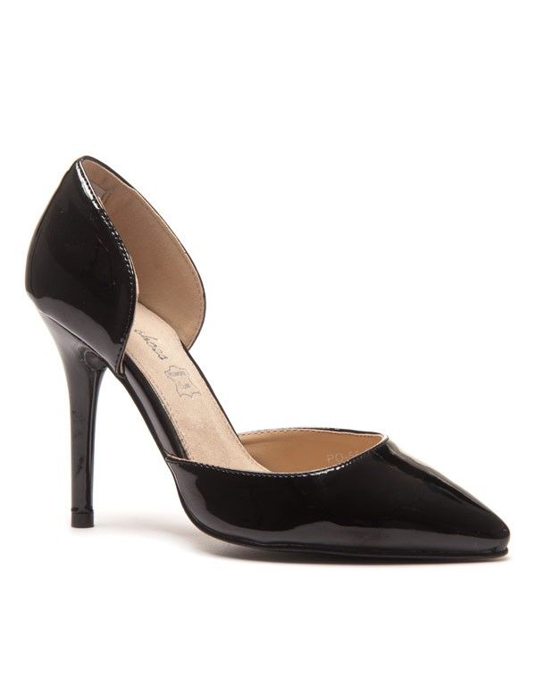 Escarpin noir bout pointu ajouré sur les cotés