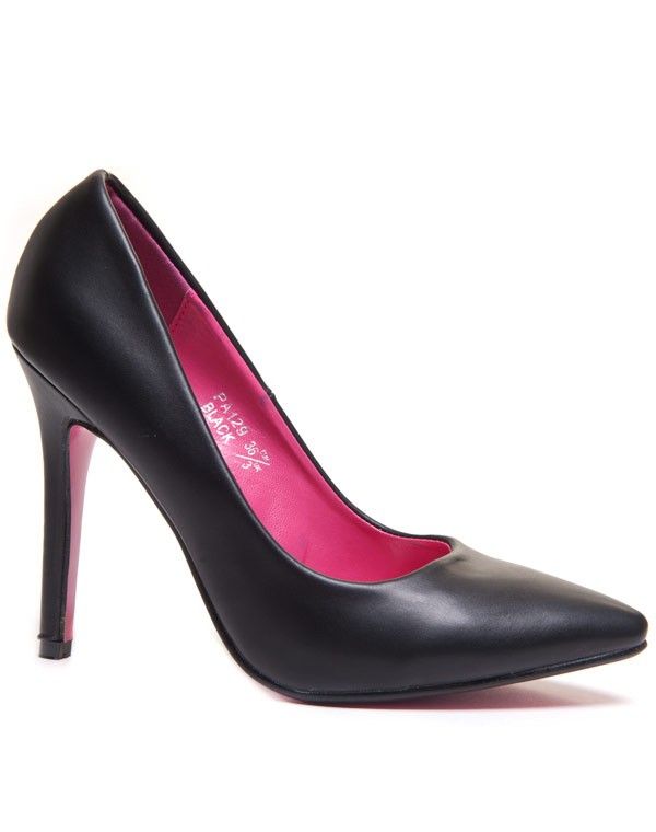 Escarpin noir bout pointu avec semelle rose