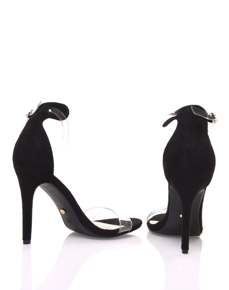 Escarpins bi matières noires