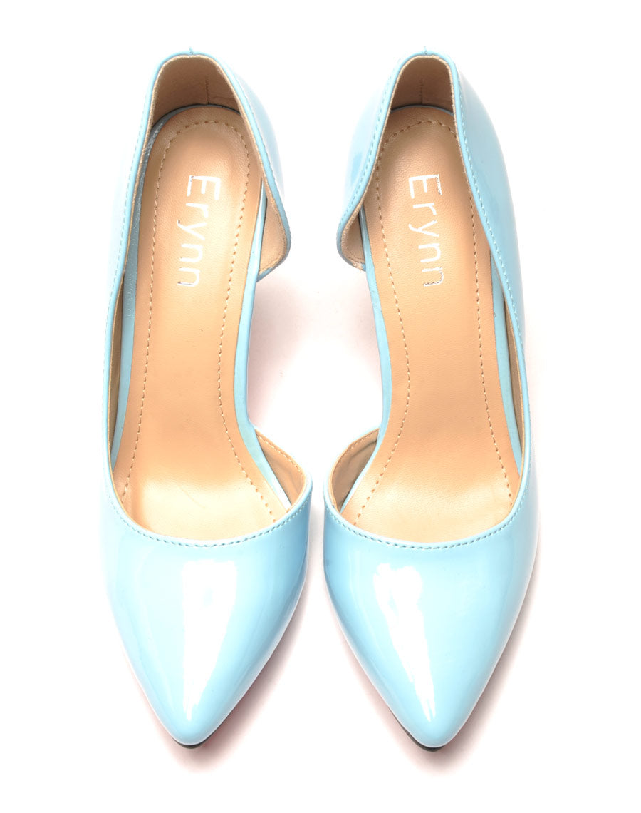 Escarpins bleu vernis