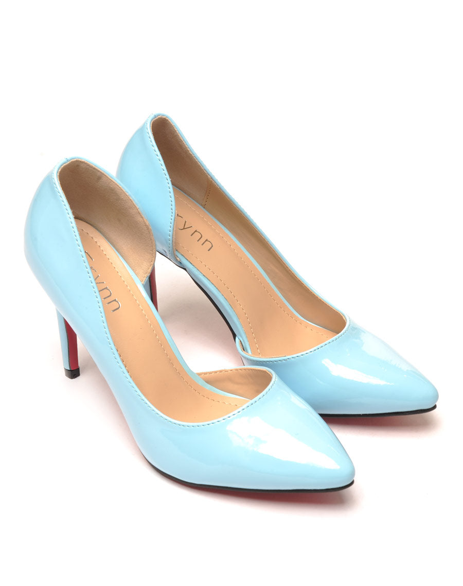 Escarpins bleu vernis