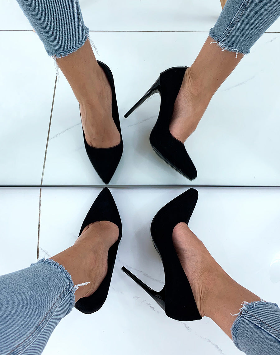 Escarpins noirs effet suédine