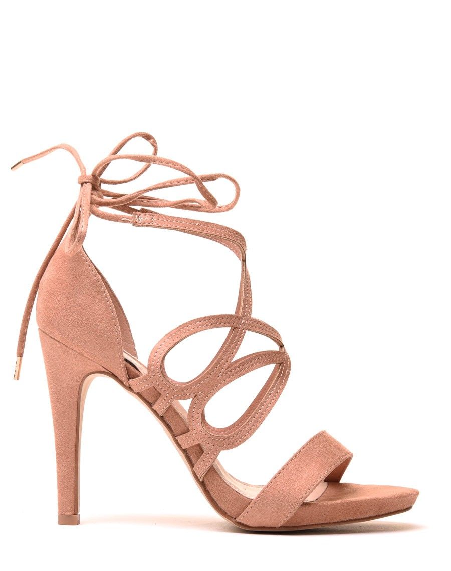 Escarpins nude ajourés en suédine  