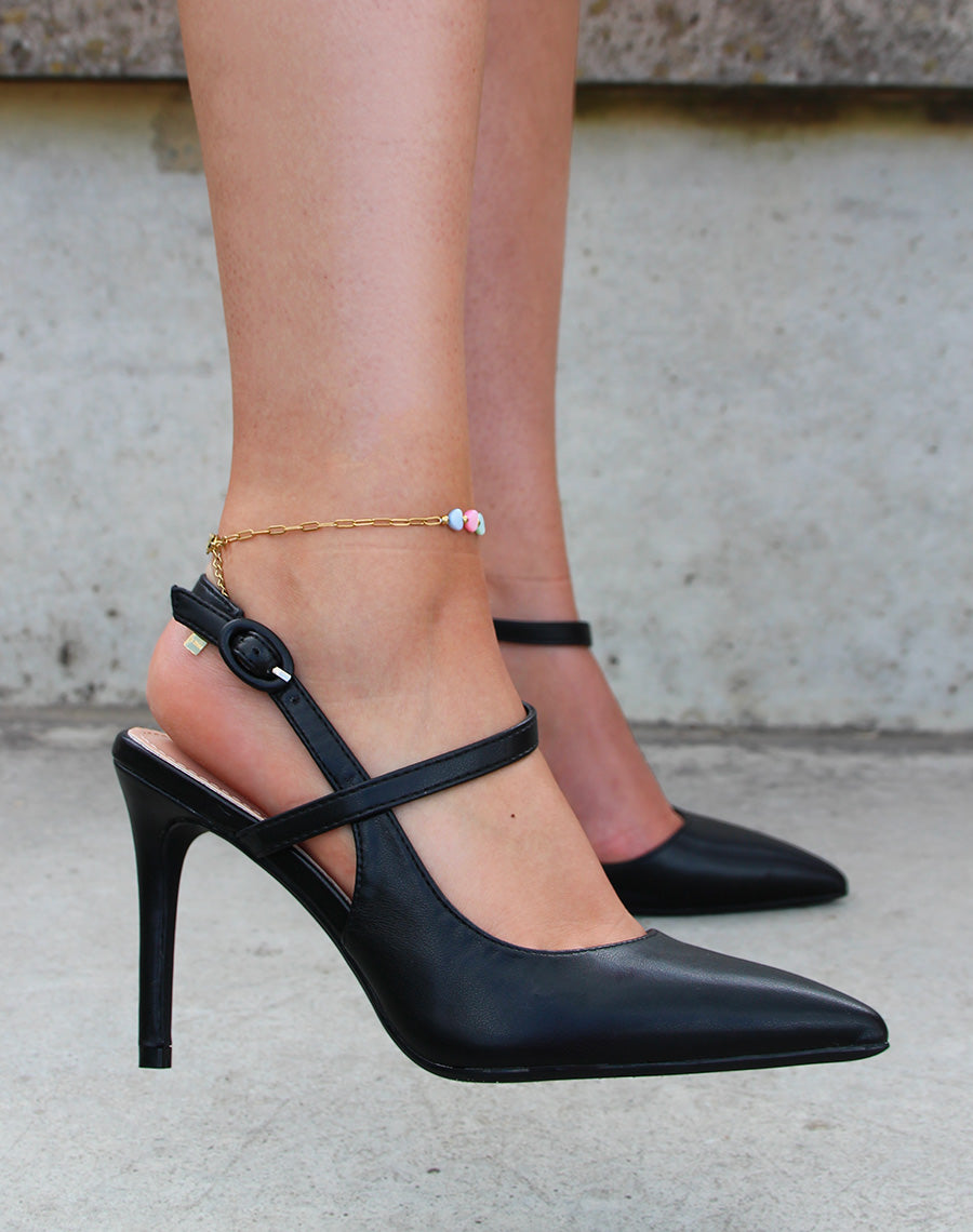 Escarpins ouverts noirs à talon aiguille