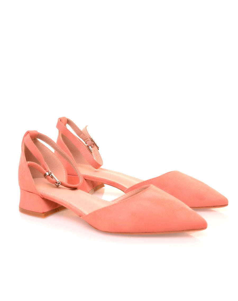 Escarpins à petit talon rose vieilli en suédine