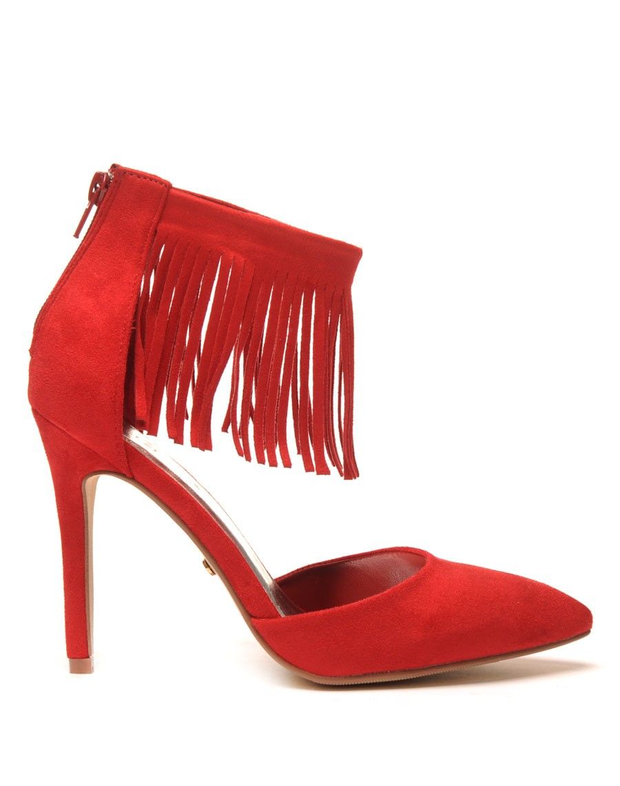 Escarpins rouge avec franges