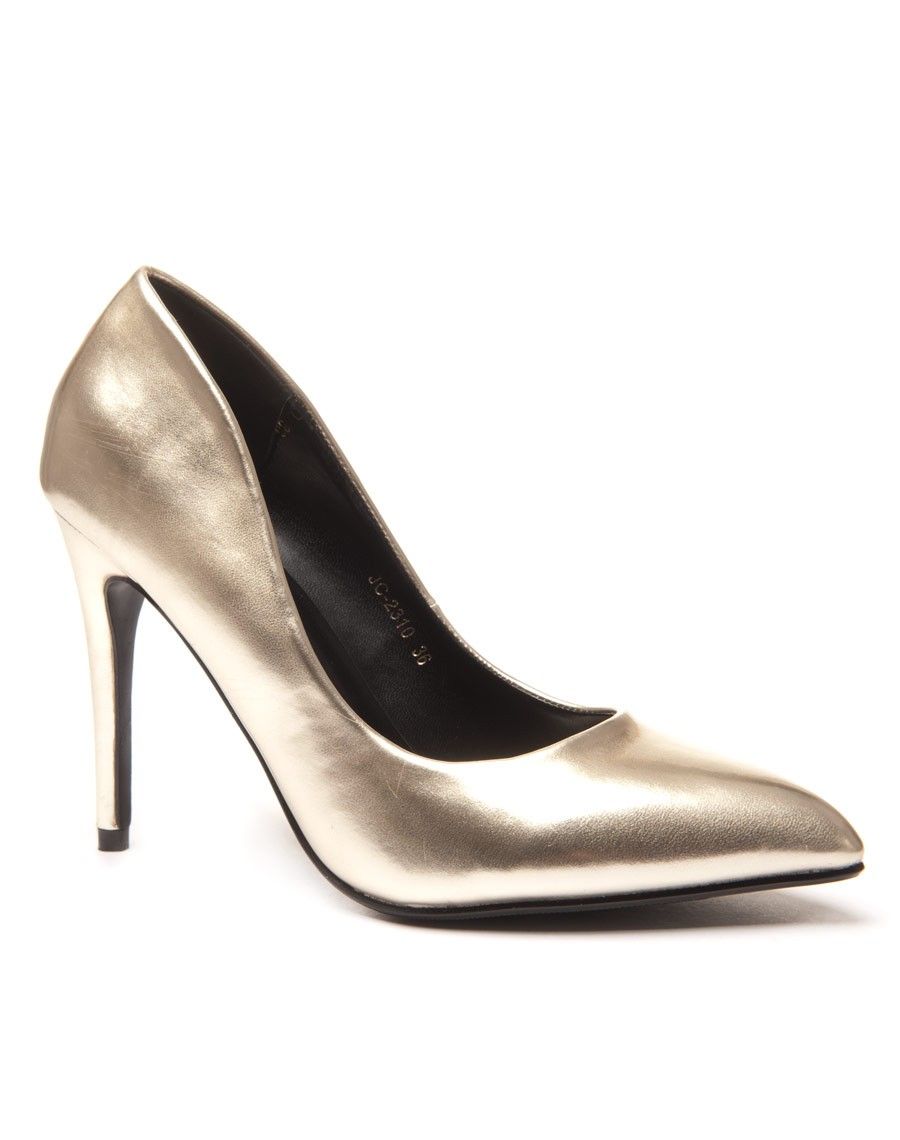 Escarpins stilettos pointus vernis doré