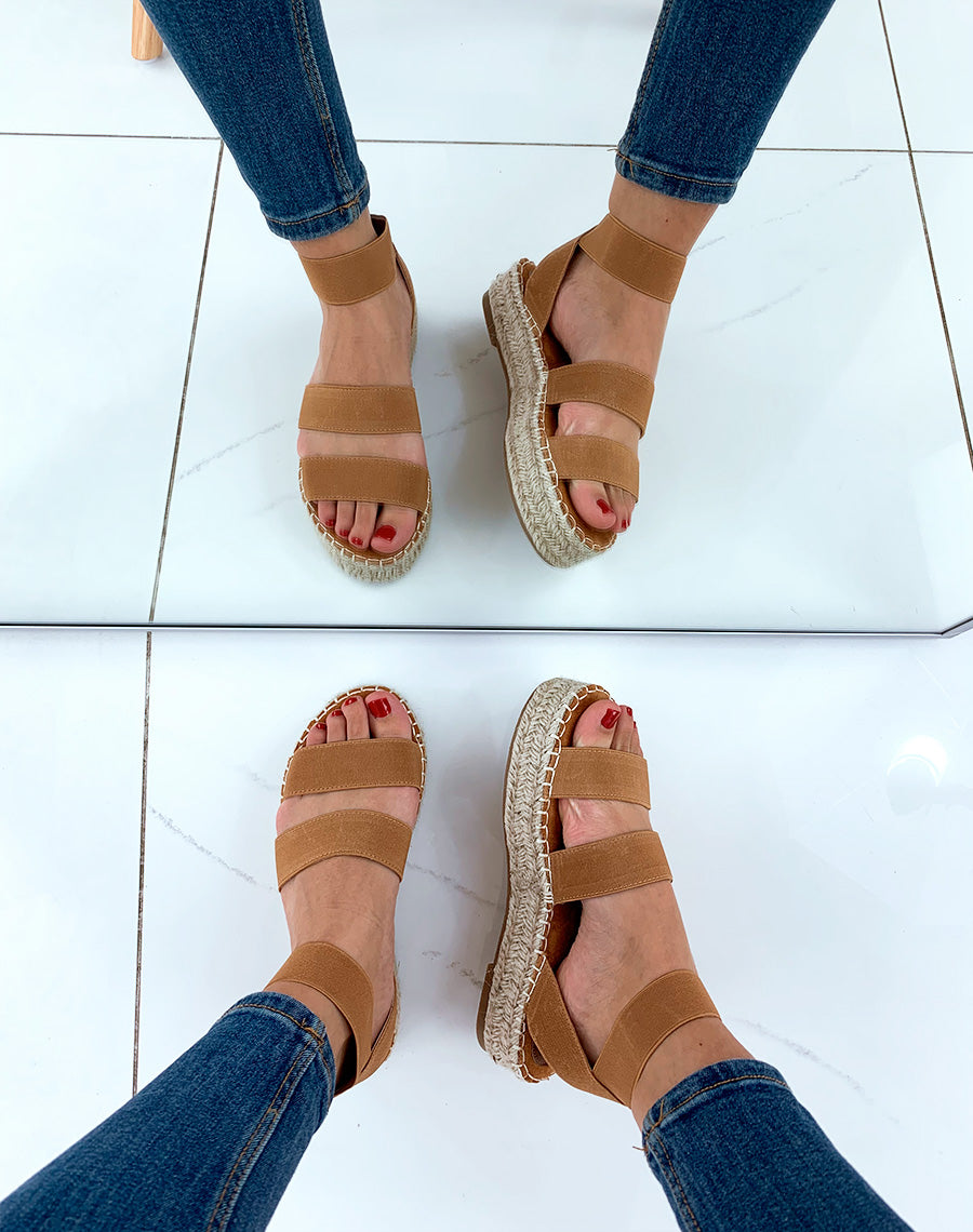 Espadrilles compensées camel