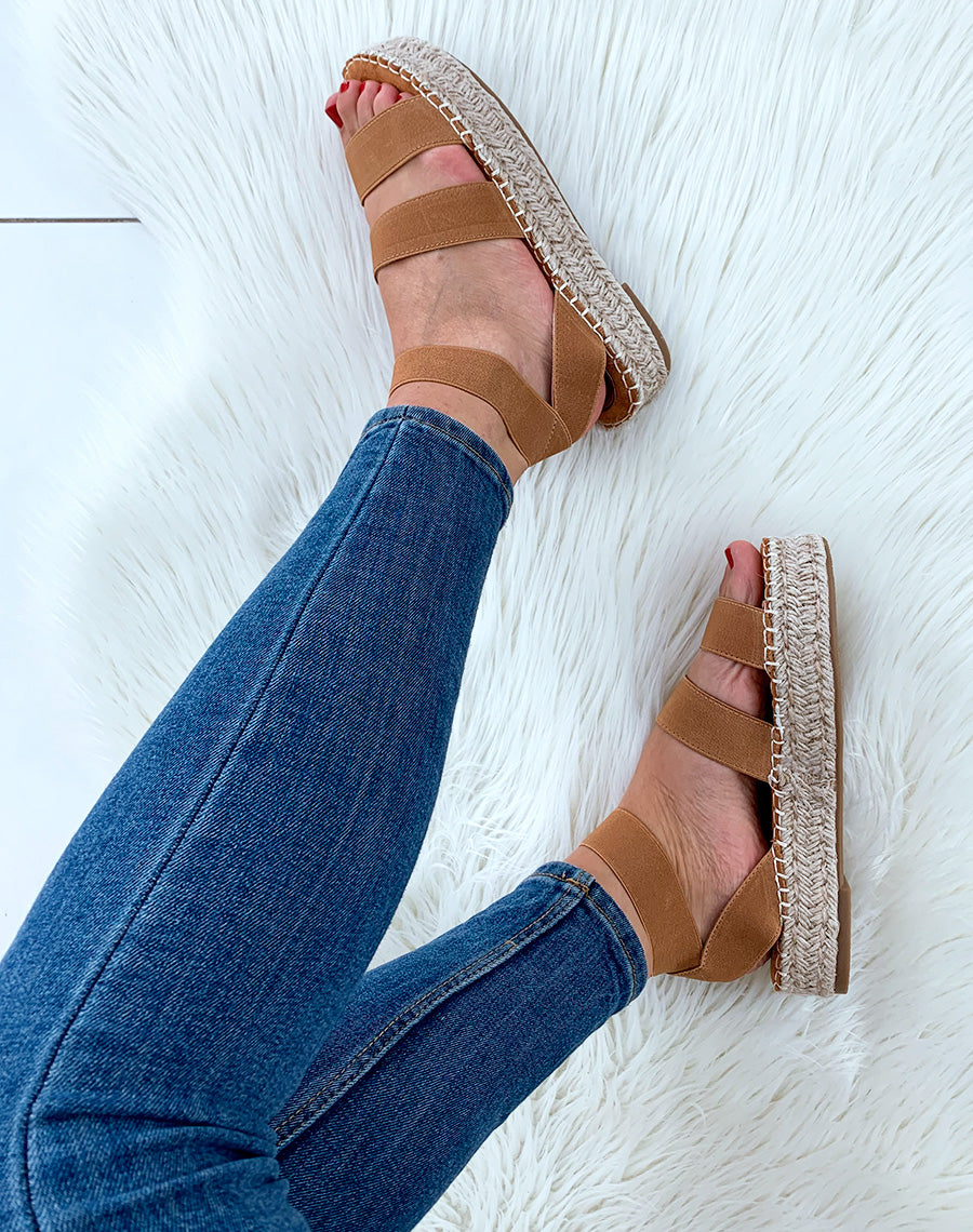 Espadrilles compensées camel