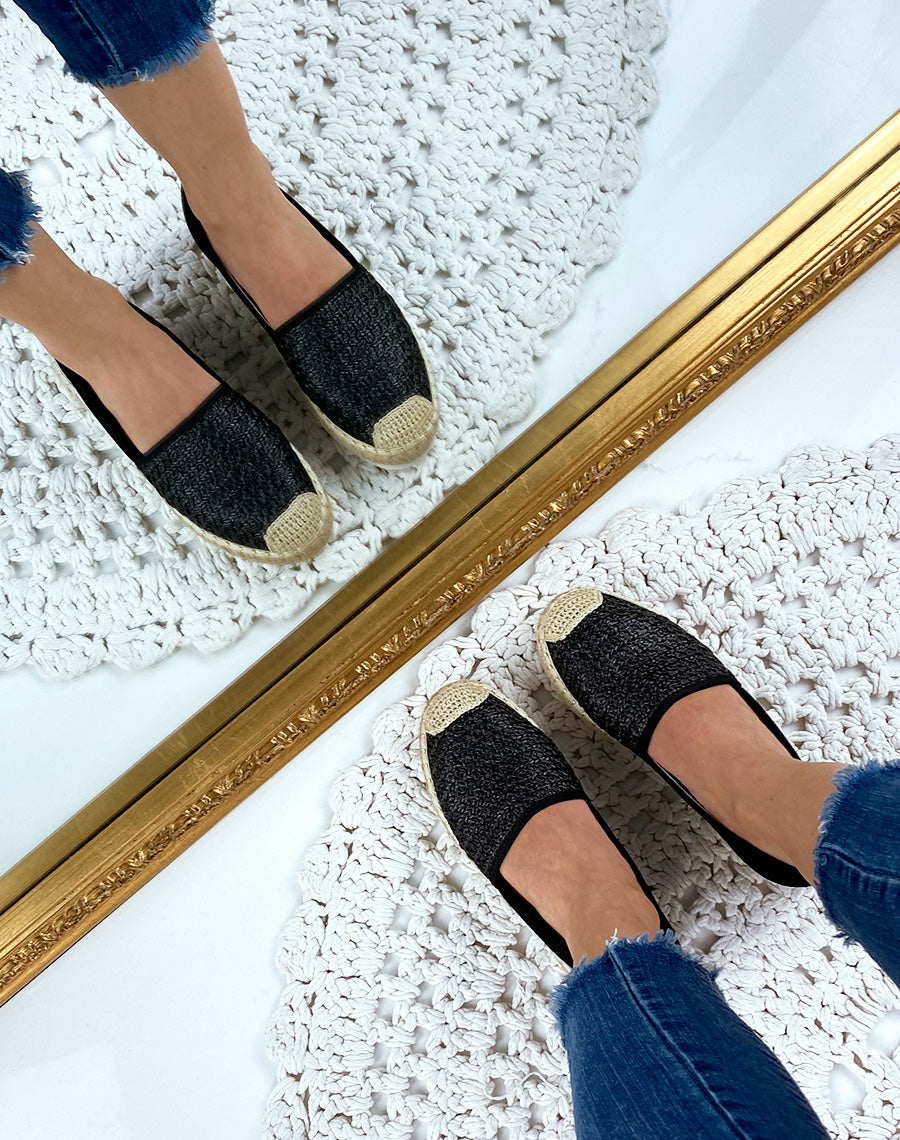 Espadrilles en jute noir