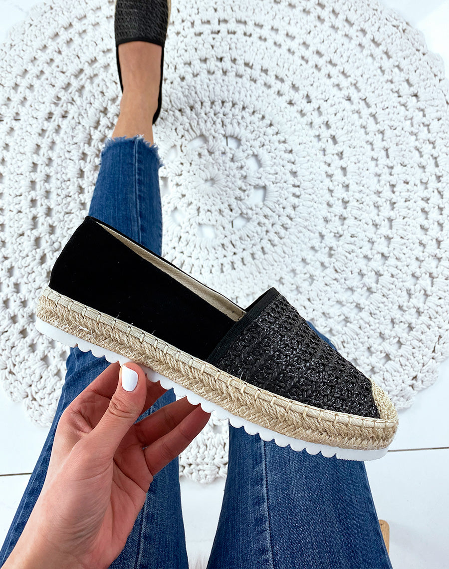 Espadrilles en jute noir