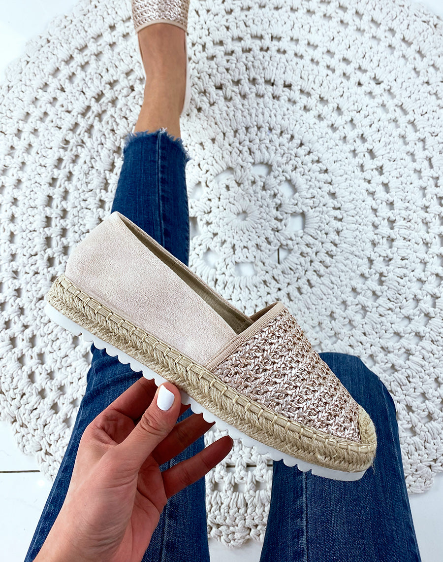Espadrilles en jute rose