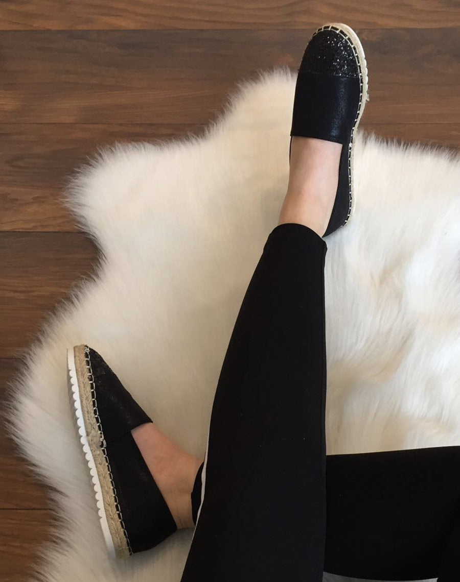 Espadrilles noires effet brillant