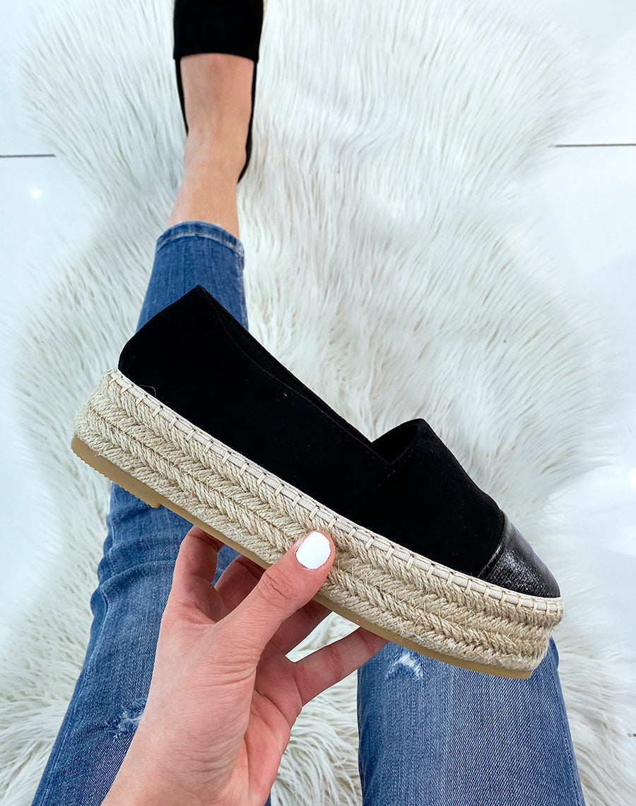 Espadrilles noires à empiècement métallisé