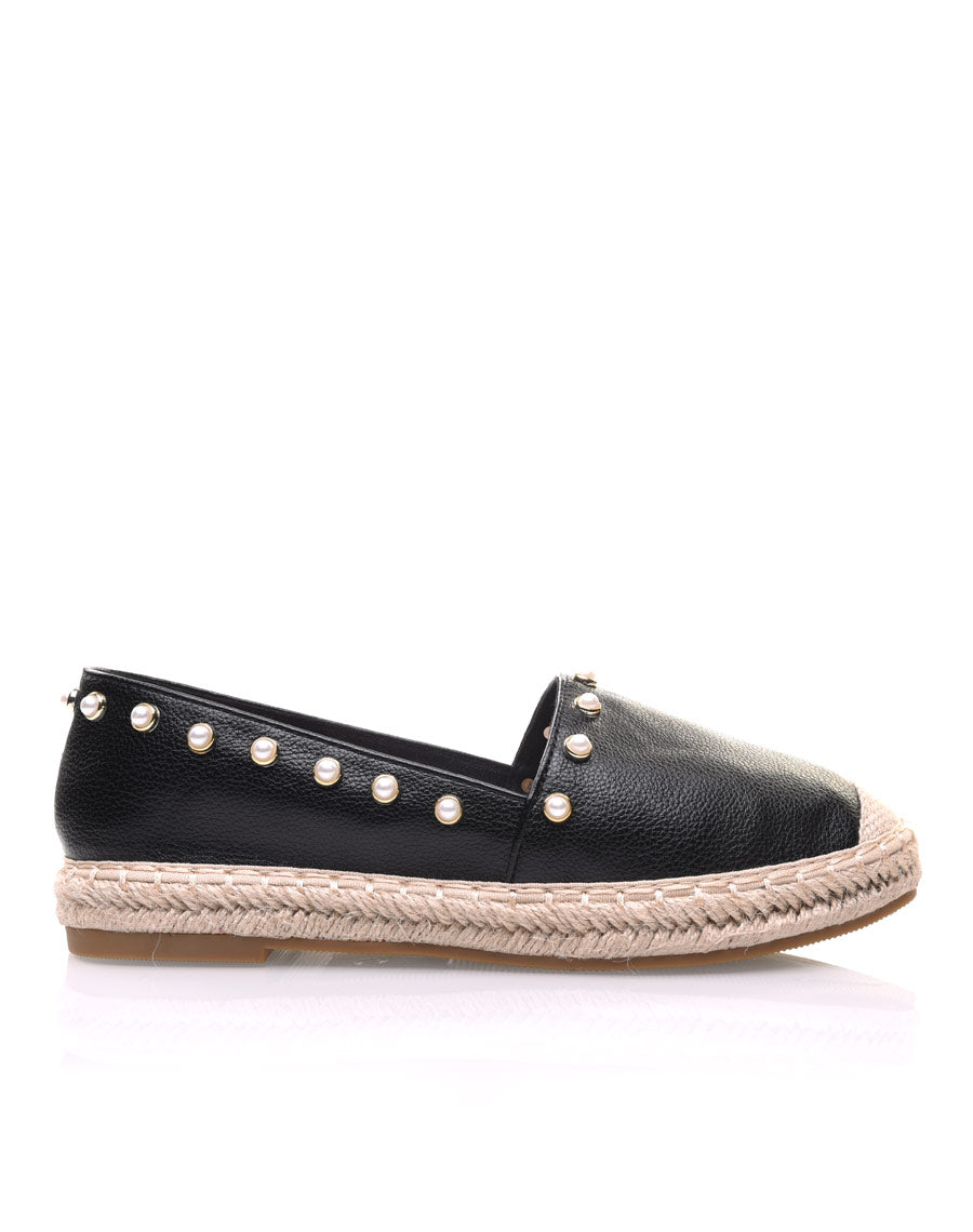 Espadrilles noires ornées de perles 