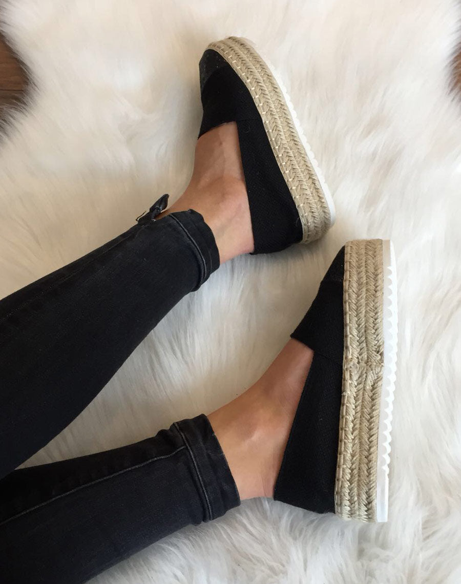 Espadrilles noires semelles épaisses