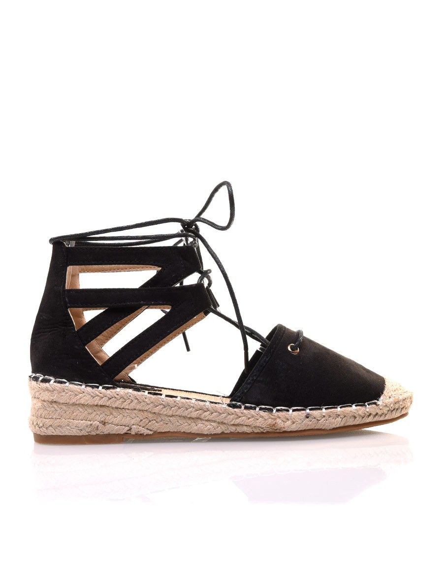Espadrilles Alessia Noires à Talon Avec Lacets - Pointure 38 - Occasion