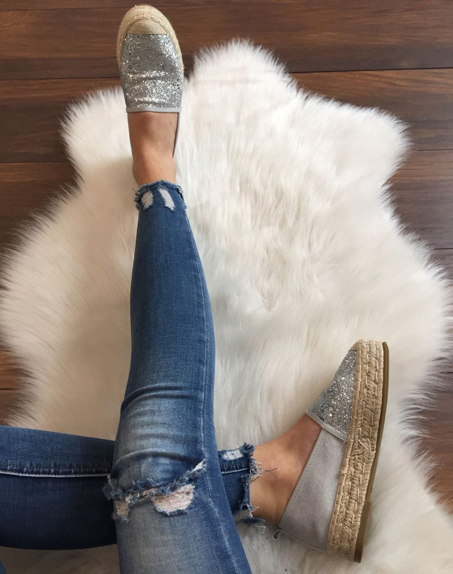 Espadrilles pailletées argent