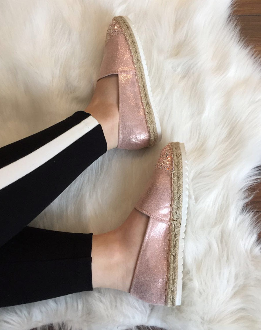 Espadrilles roses effet brillant