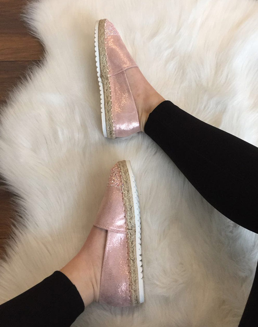 Espadrilles roses effet brillant