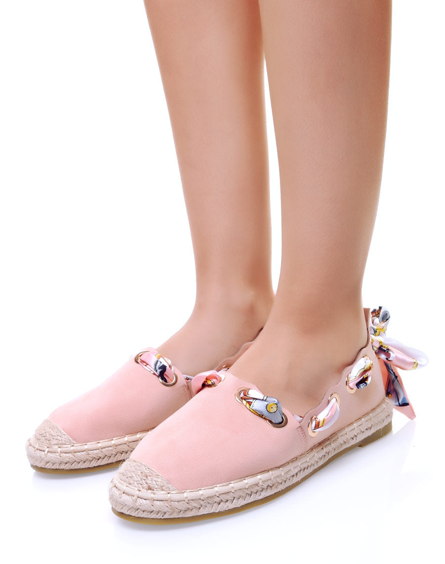 Espadrilles roses à rubans