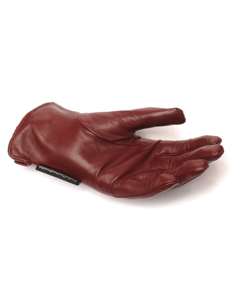 Gants en cuir bordeaux LuluCastagnette 2 boutons déco