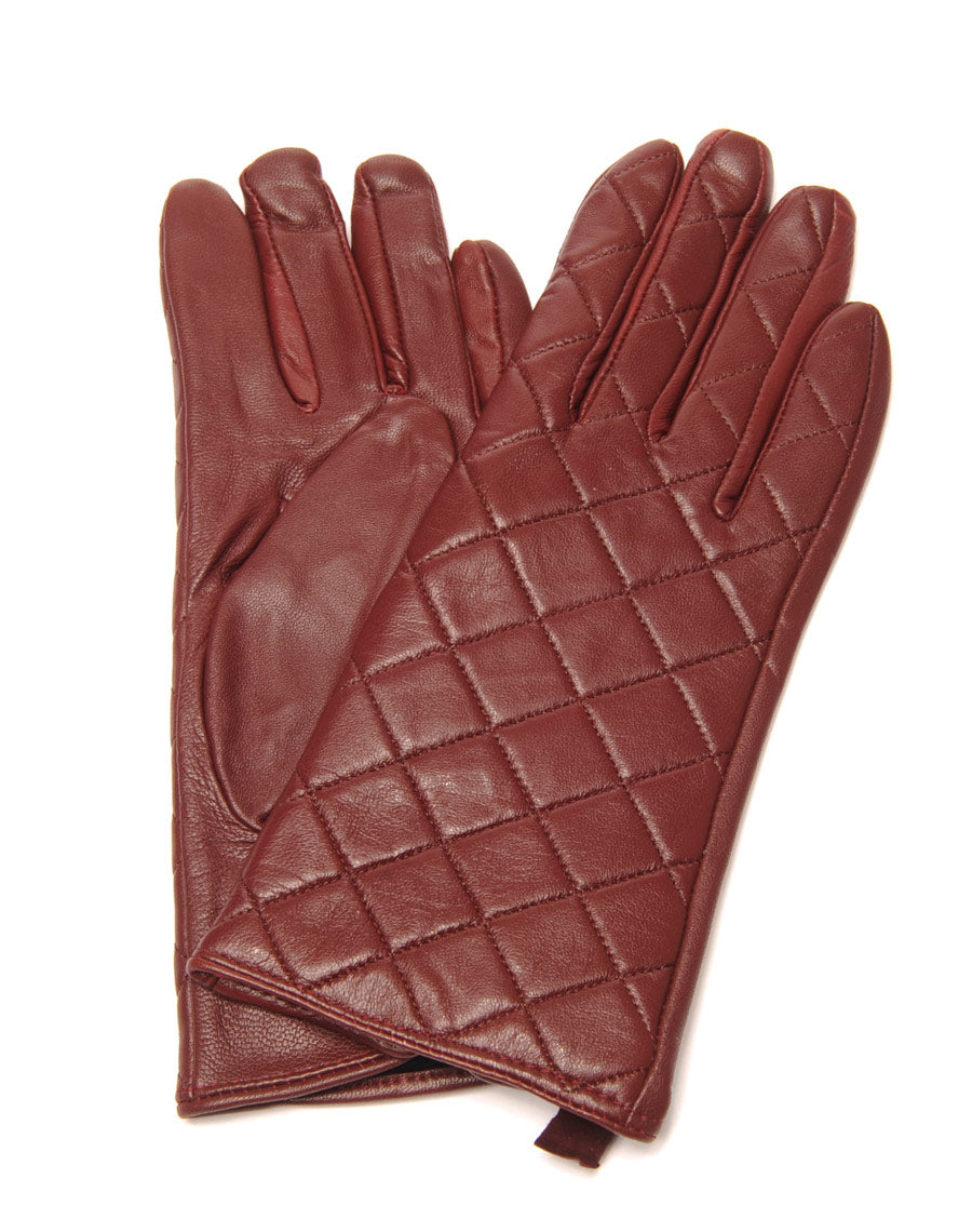 Gants en cuir bordeaux LuluCastagnette matelassé 