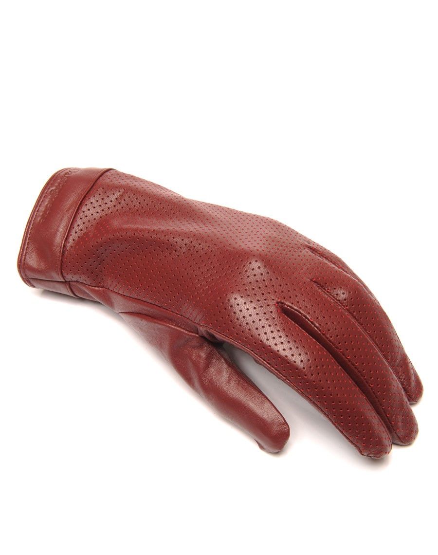 Gants en cuir bordeaux LuluCastagnette perforé 