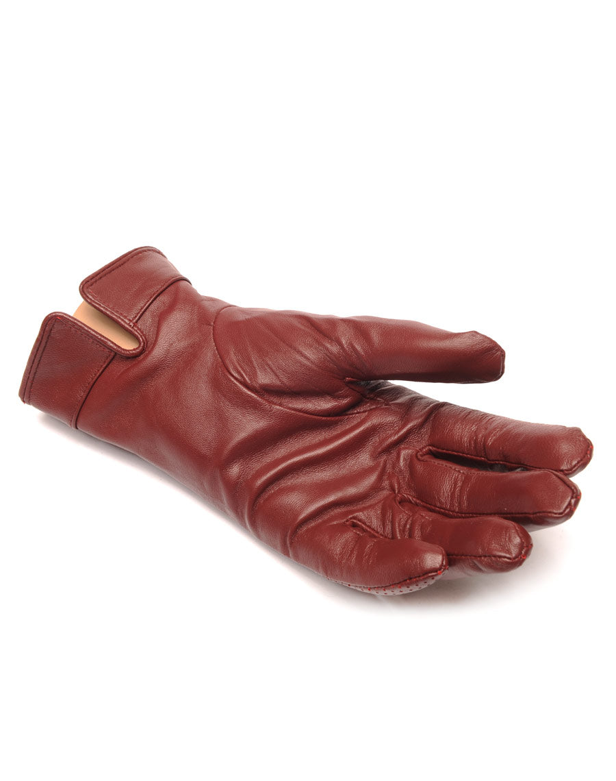 Gants en cuir bordeaux LuluCastagnette perforé 